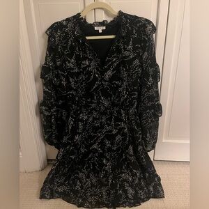 Black, patterned mini dress